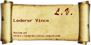 Lederer Vince névjegykártya
